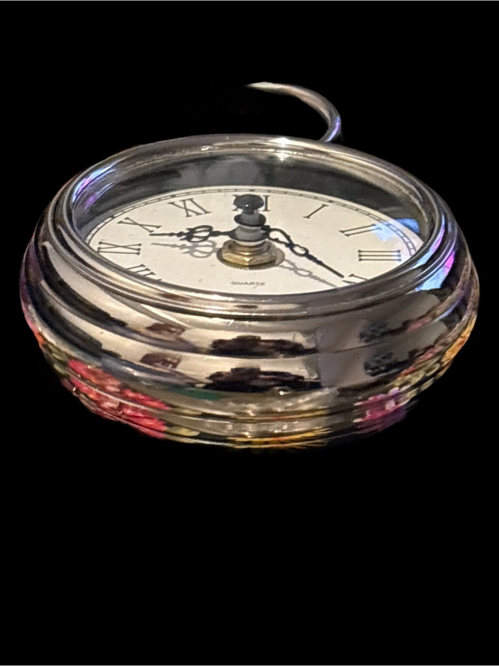 Vintage-Style Silver Mantle Clock - Quartz Roman Numerals - Picture 5 of 10